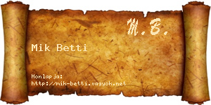 Mik Betti névjegykártya
